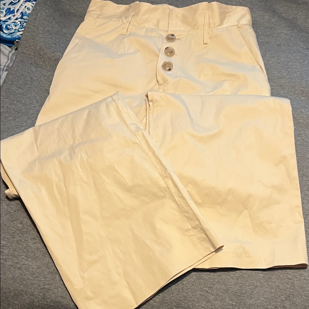 Antonio Melani Beige High-Waisted Pants with Button Detail  size 6
